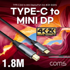 USB 3.1 Type C to 미니 디스플레이포트 변환 케이블 1.8M 4K 60Hz UHD C타입 to Mini DP