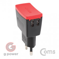 G POWER 가정용 2포트 2port 2구 스마트폰 태블릿 멀티 충전기 5V 2A 마이크로 5핀 Micro 5Pin Type B 케이블 Black USB 전원 AC DC